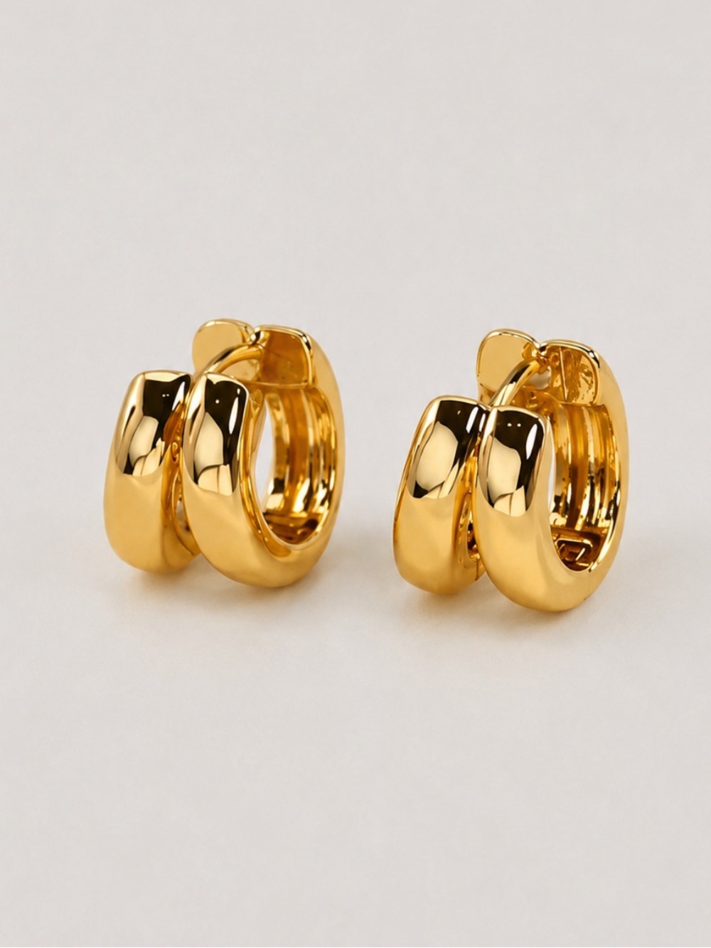 New! Gold Double Huggie Hoop Earrings NWOT